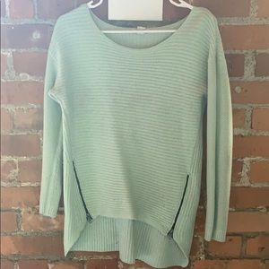 Seafoam sweater with zippers